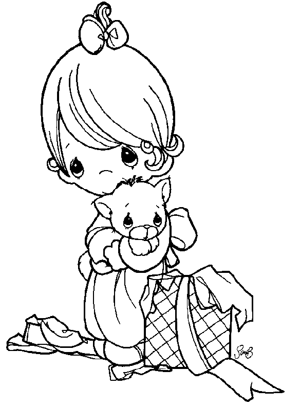 coloriage moments precieux la fillette et son chaton